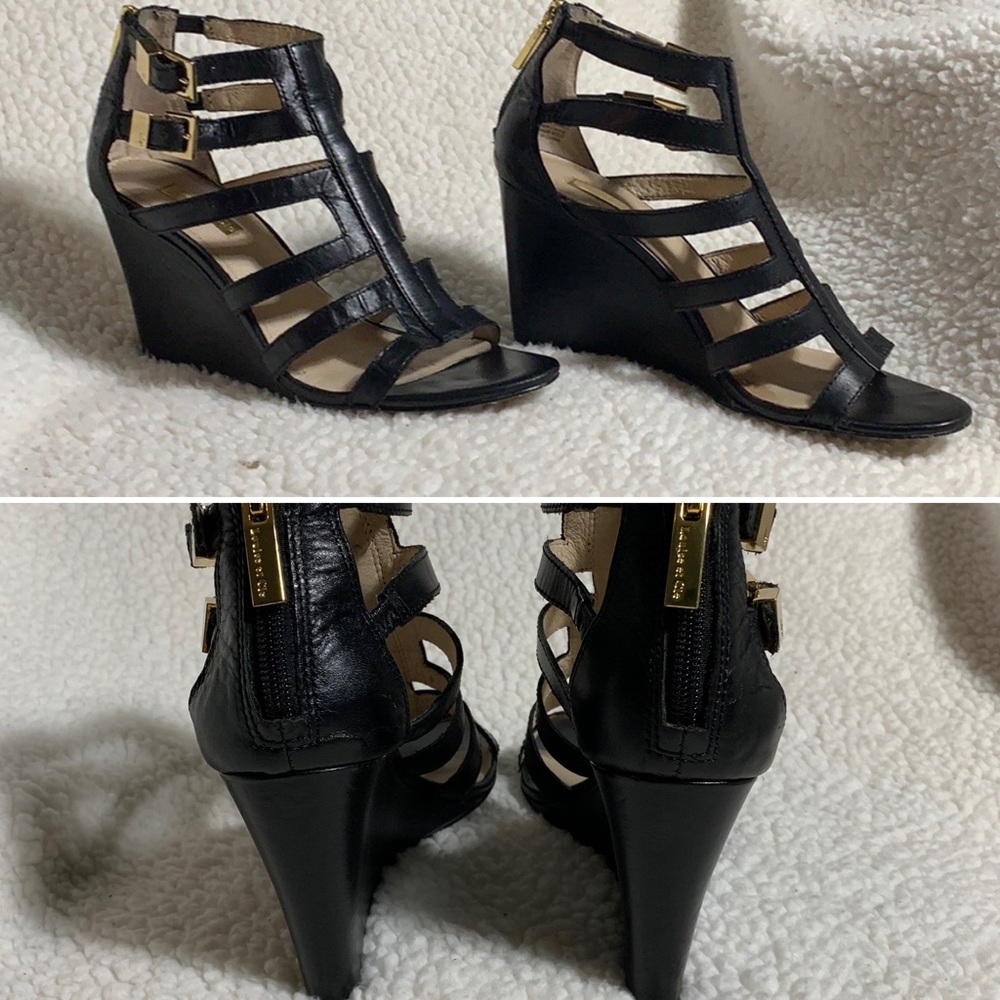 Louise et Cie Black Strappy Wedge Heels